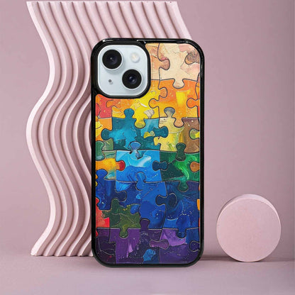 iPhone 15 Case — Autism Puzzle Pieces Puzzle Piece Pattern, Custom Print Case Cover