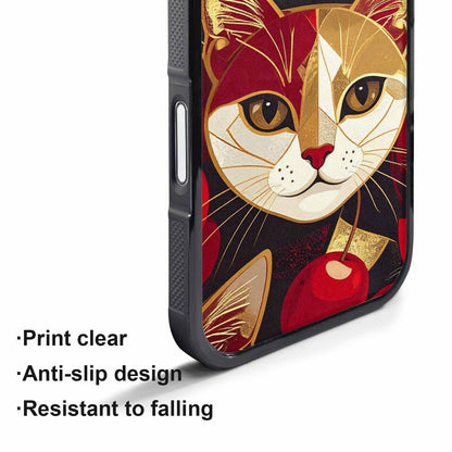 iPhone 17 Air Case — Retro Cherry Cat Face Retro Vintage, Custom Print Case Cover
