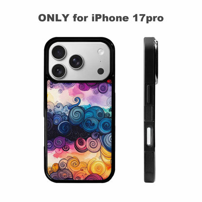 iPhone 17 Pro Case — Tie Dye Swirls Black White Tie, Custom Phone Case