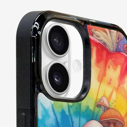 iPhone 16 Plus Case — Mushrooms Tie Dyemushrooms Pat 3w3, Custom Art Phone Cover