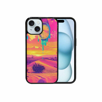 iPhone 15 Case — Surrealist Dreamscape Pattern Melting Clocks Desert, Custom Printed Phone Case