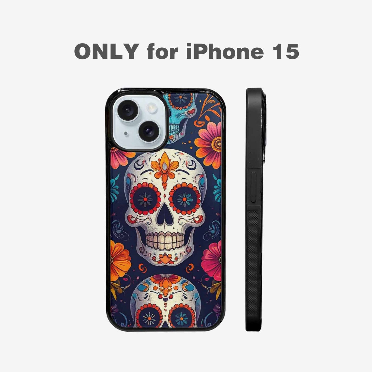 iPhone 15 Case — Day Of Dead Sugar Skull Custom, Original Design Phone Case
