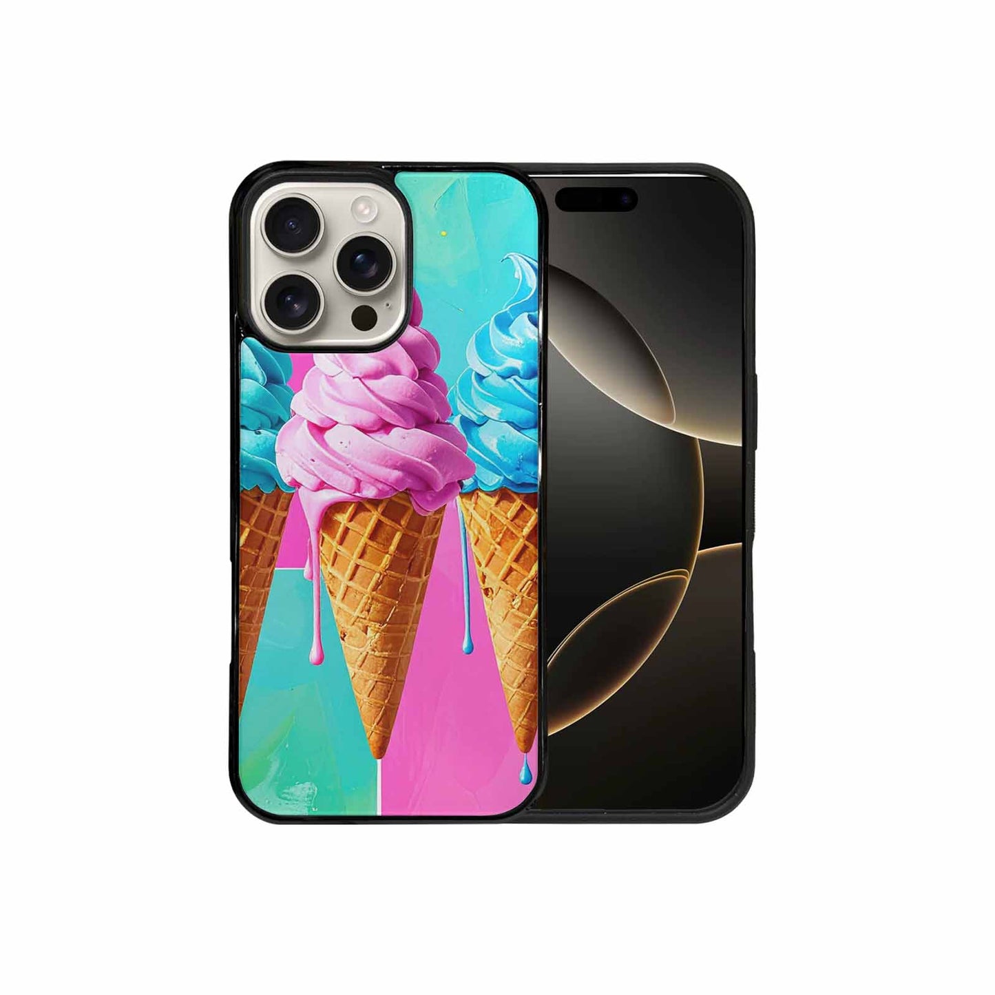 iPhone 16 Pro Max Case — Collage Of Overlapping Waffle Cones Icecream, Custom Print Case Cover