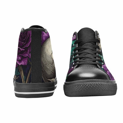MEN'S Skulls Roses Gothic Filigree High Top Canvas Neon Fantasy Custom Shoes