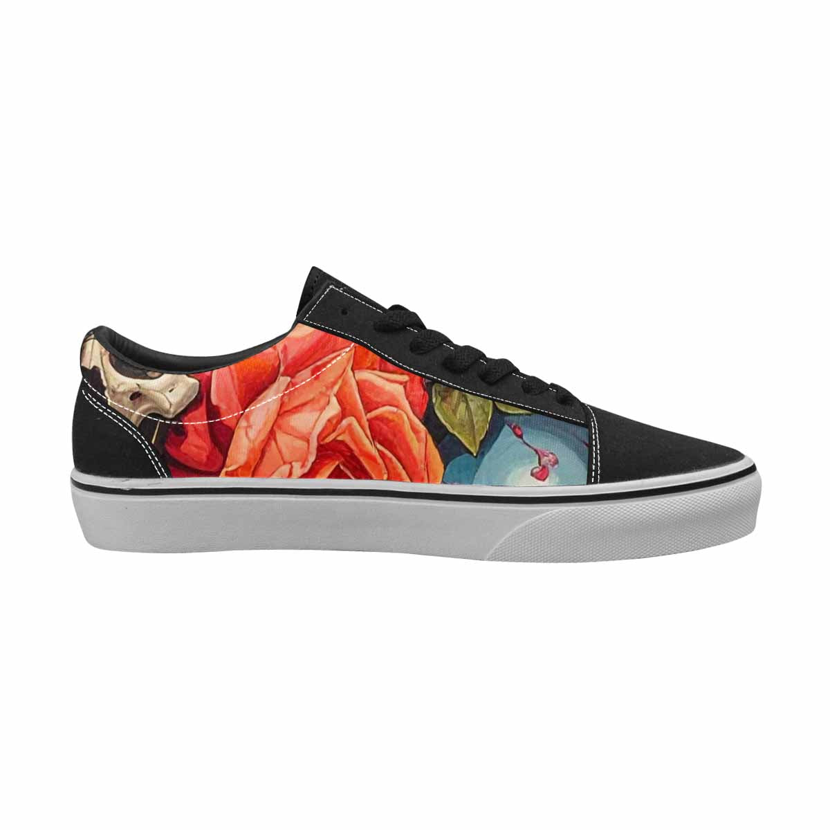 WOMEN'S Skulls Roses Melting Skulls Lace-Up Canvas Wallpaper Art Sneakers