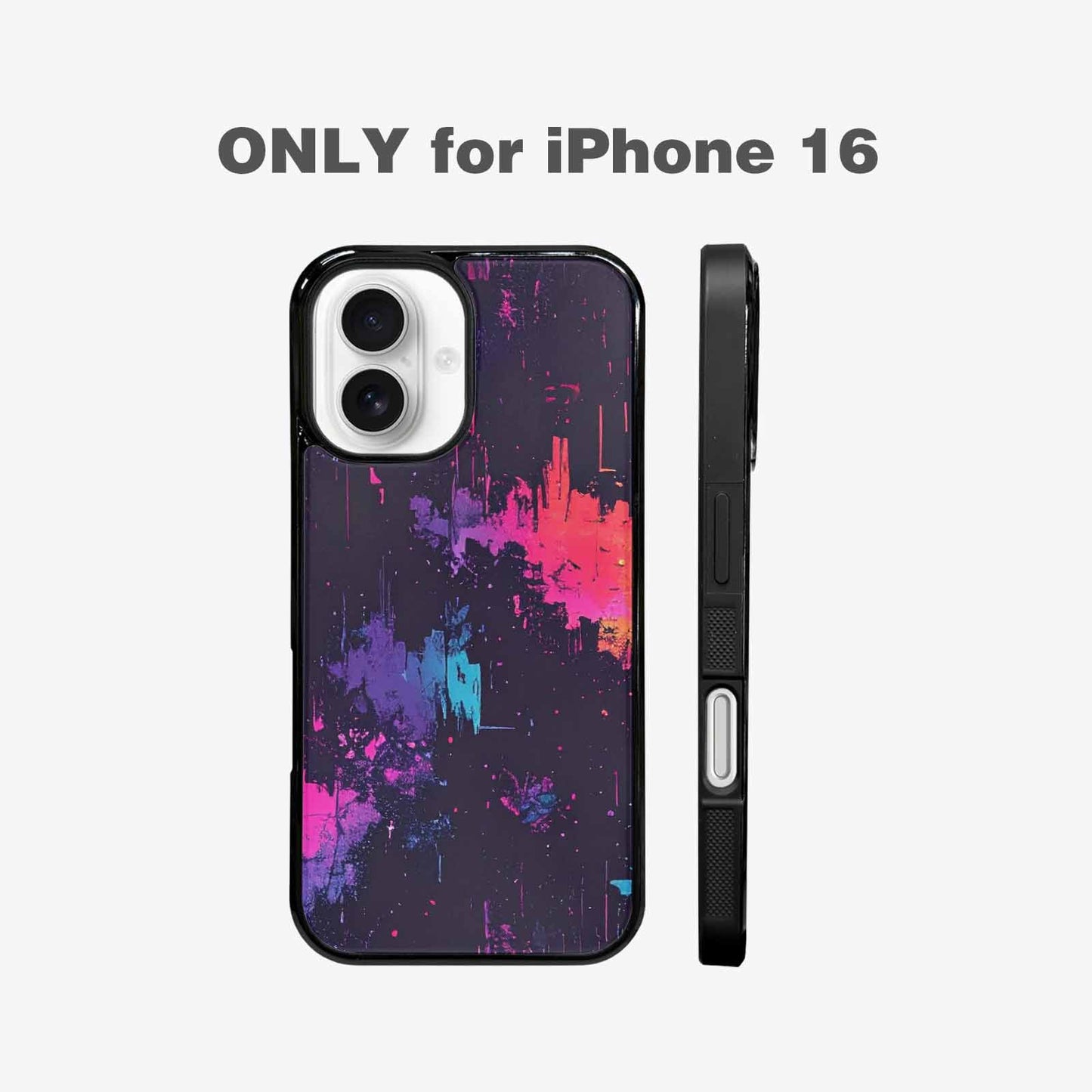 iPhone 16 Case — Glitch Dark Art Seamless Pattern Vibrant, Custom Printed Phone Case