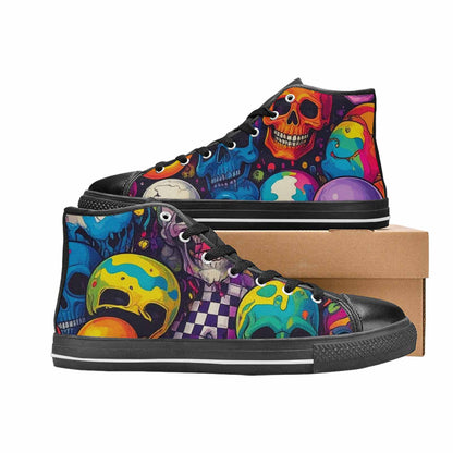 WOMEN'S Skeleton People Face High Top Canvas Vivid Custom Shoes