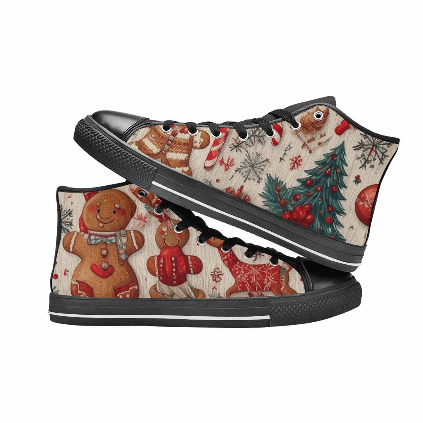 MEN'S Christmas Holly Snowflake High Top Canvas Dreamcore Custom Shoes