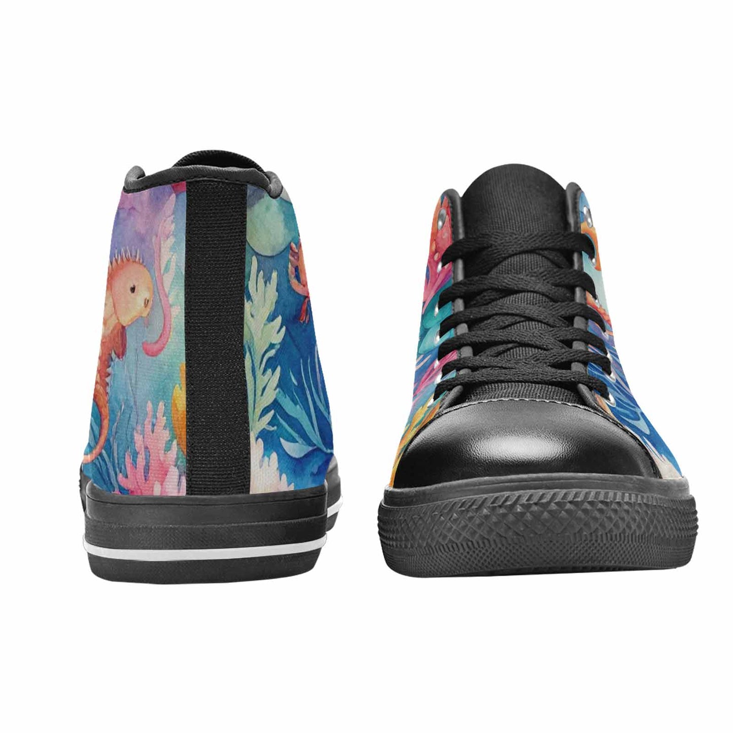 WOMEN'S Fish Scale Coral High Top Canvas Neon Fantasy Sneakers