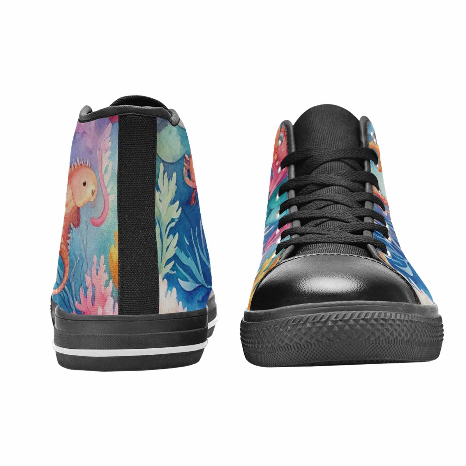 WOMEN'S Fish Scale Coral High Top Canvas Neon Fantasy Sneakers