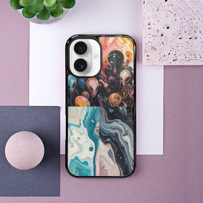 iPhone 16 Case — Aliens Marblealiens Pattern Dms, Custom Made Phone Cover