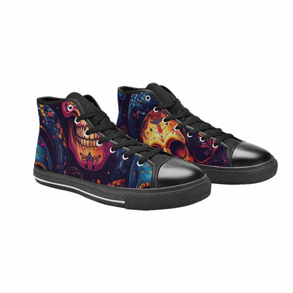 MEN'S Snake Skulls Print High Top Canvas Vivid Sneakers