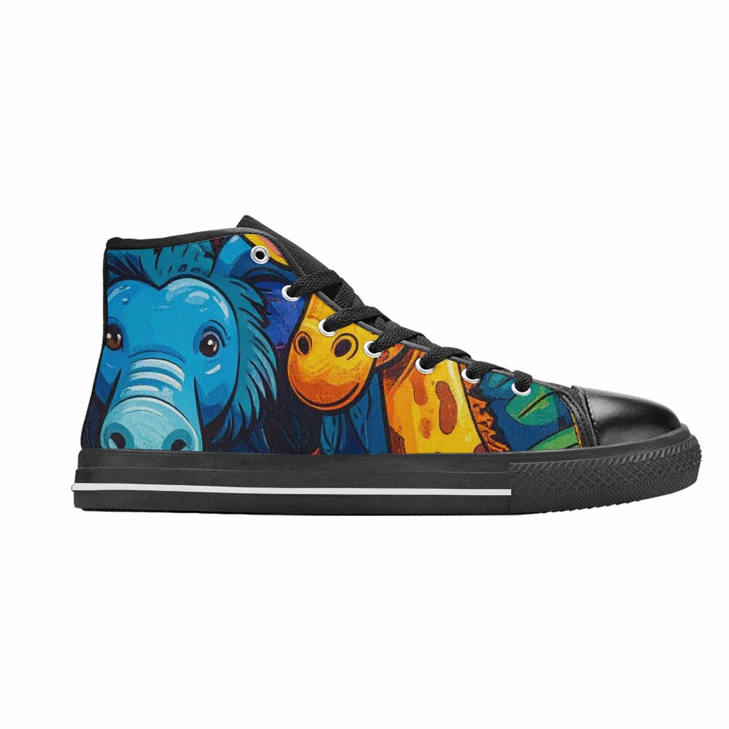 WOMEN'S Cartoon Animal Characters High Top Canvas Wallpaper Art Custom Sneakers