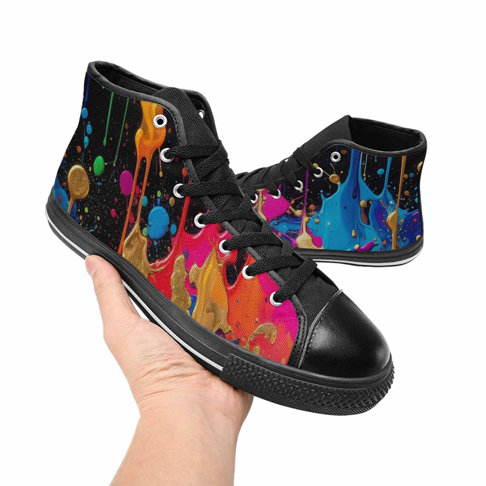 WOMEN'S Paint Splatter High Top Canvas Y2K Custom Sneakers
