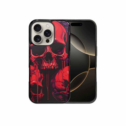 iPhone 16 Pro Case — Red Purple Skeletons Neon Drip Melting, Custom Designed Case Cover