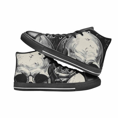 MEN'S Skulls Roses Black Ink High Top Canvas Y2K Custom Sneakers