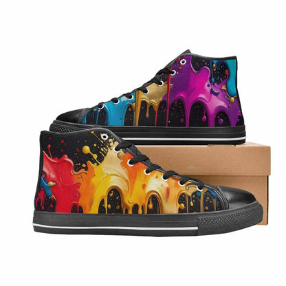 WOMEN'S Paint Splatter High Top Canvas Grunge Shoes