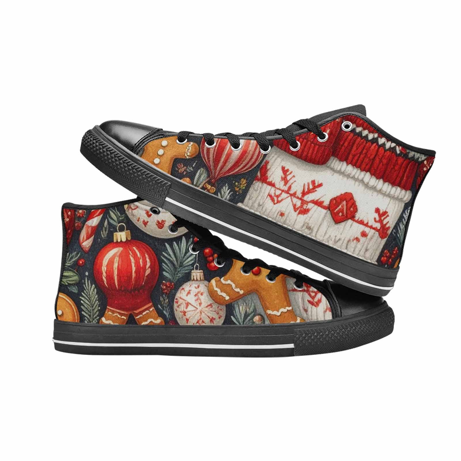 MEN'S Christmas Holly Snowflake High Top Canvas Cottagecore Sneakers