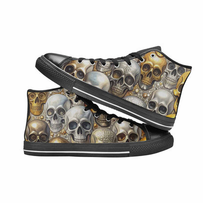 MEN'S Skulls - Metallic-Chrome- High Top Canvas Y2K Custom Sneakers