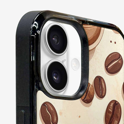 iPhone 16 Case — Coffee Cup And Bean Pattern Seamless, Custom Art Phone Cover