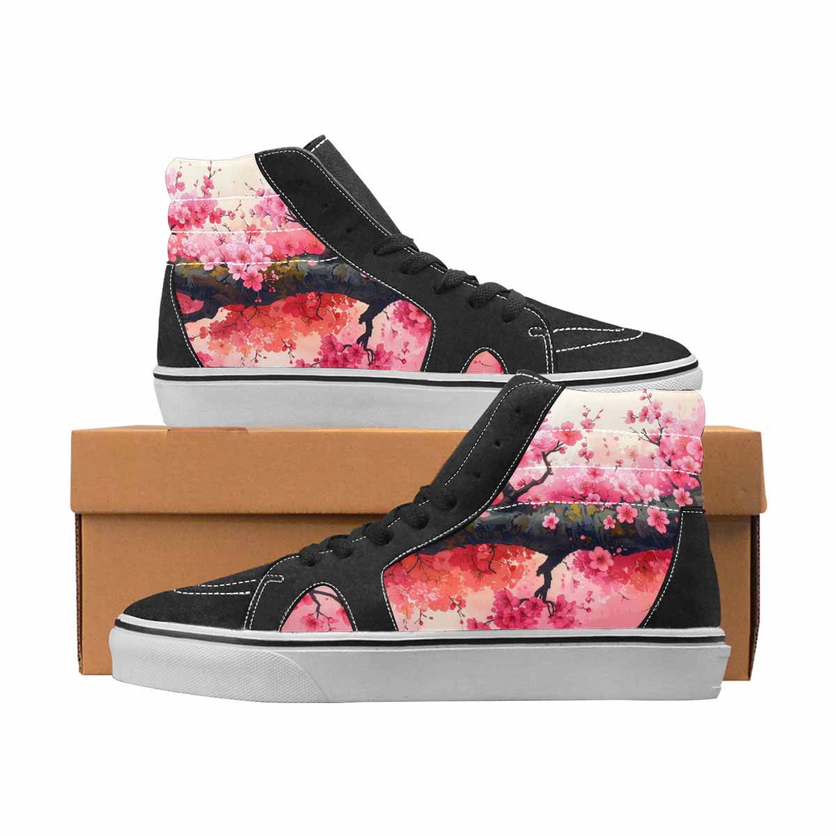 WOMEN'S Cherry Blossom High Top Canvas Statement Cottagecore Limited Edition Sneakers
