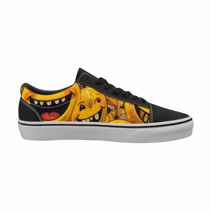 WOMEN'S Melting Moon Smiley — Lace-Up Canvas Melting Art Custom Sneakers