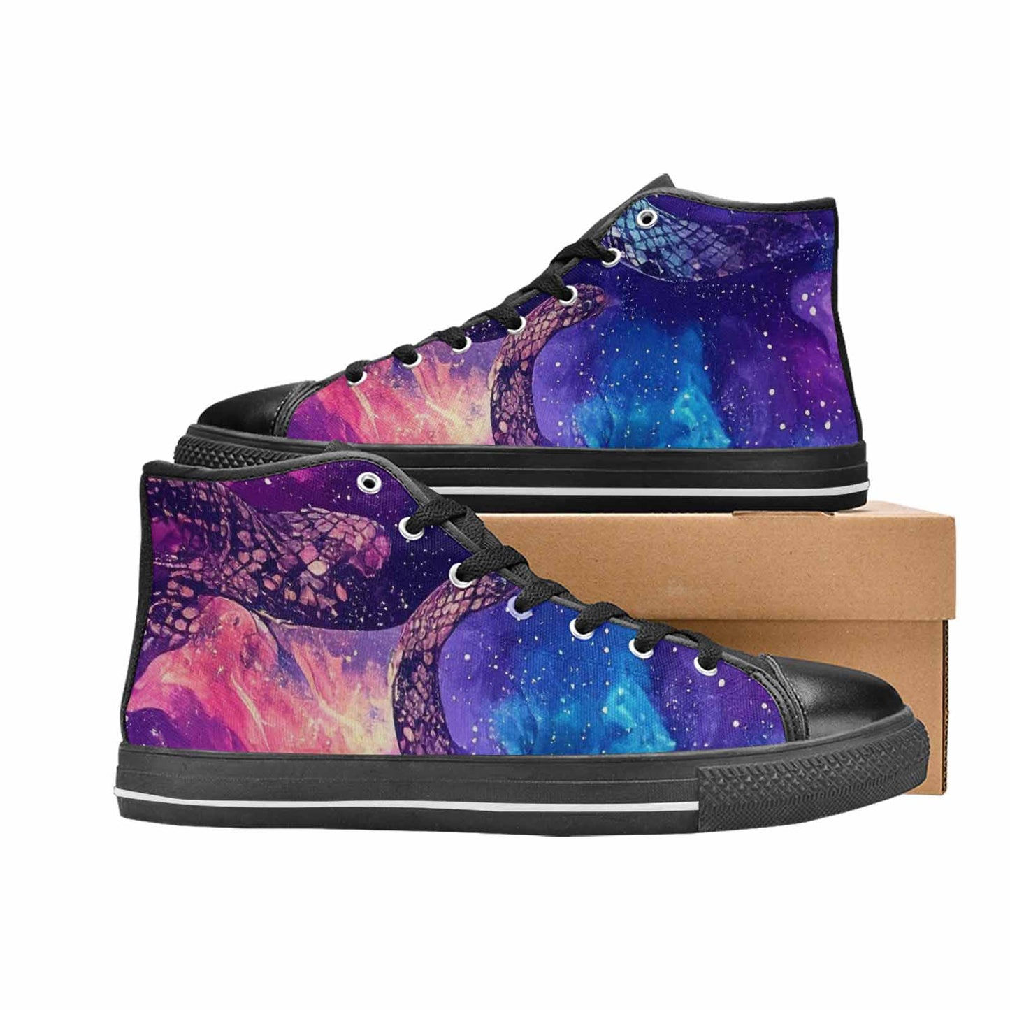 WOMEN'S Galaxy Snake Print High Top Canvas Y2K Sneakers