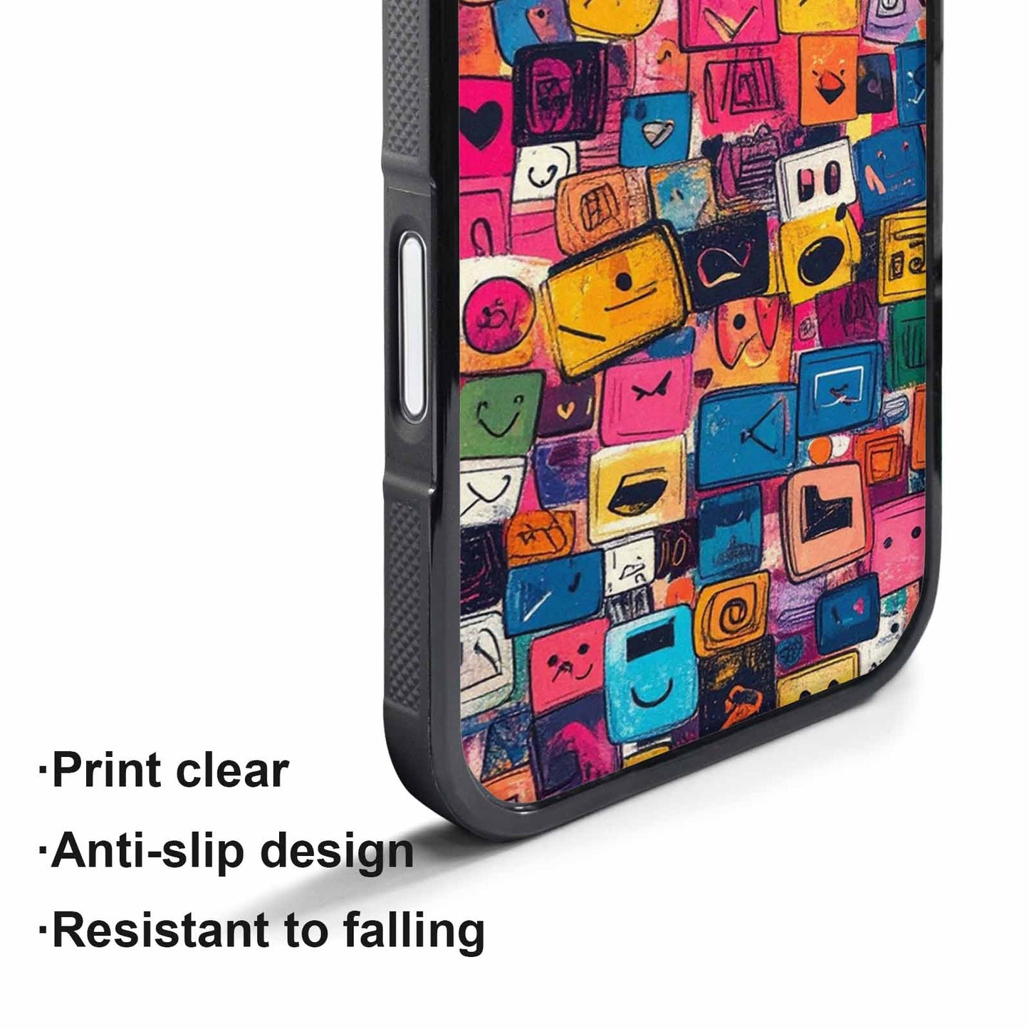 iPhone 17 Pro Case — Hand Drawn Icon Doodle Pattern Original, Custom Made Phone Cover
