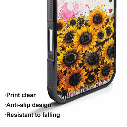 iPhone 17 Air Case — Sunflower Burst Black Pink Ink Floral, Custom Art Phone Cover