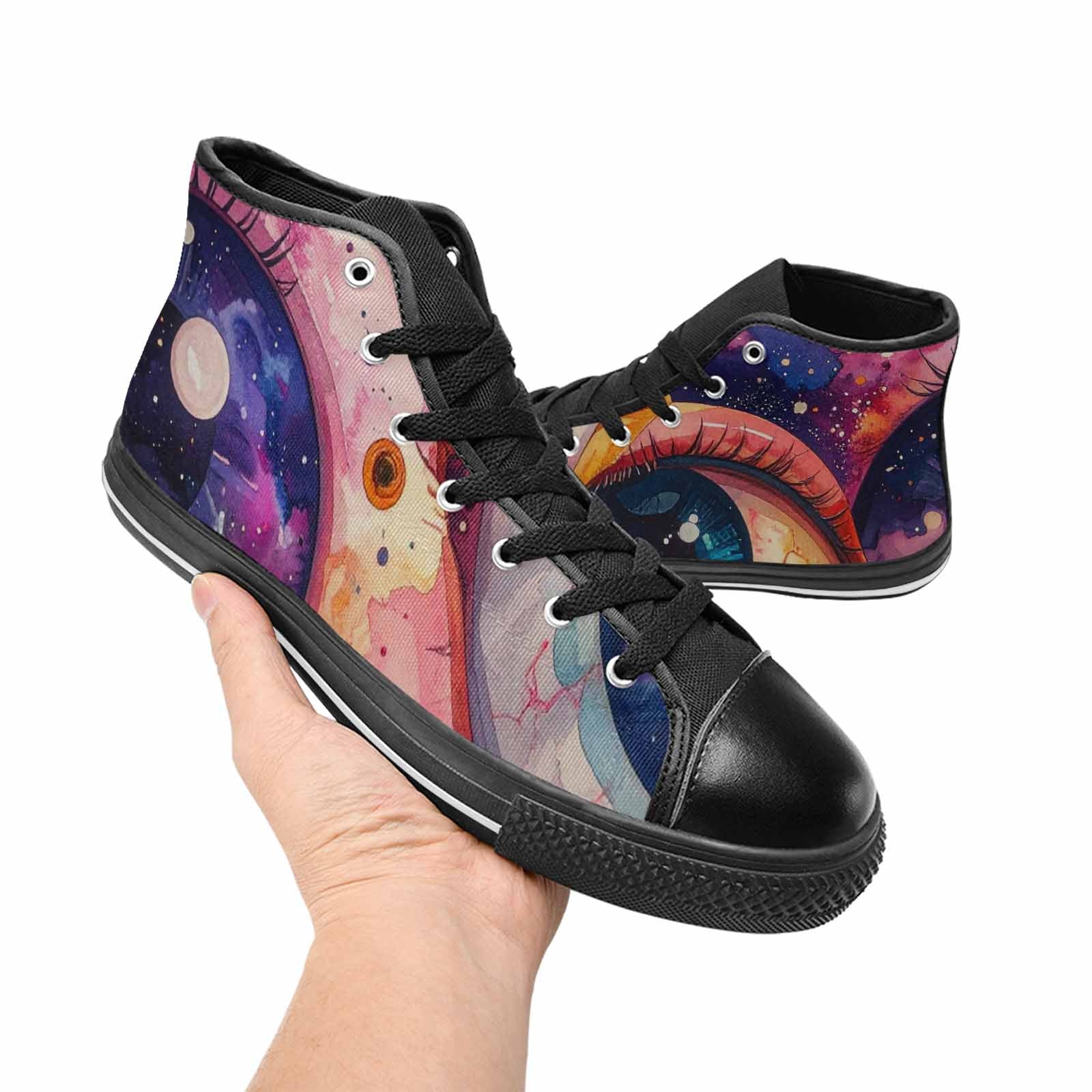 WOMEN'S Cartoon Eyeballs Galaxy High Top Canvas Vivid Custom Shoes