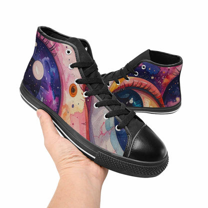WOMEN'S Cartoon Eyeballs Galaxy High Top Canvas Vivid Custom Shoes