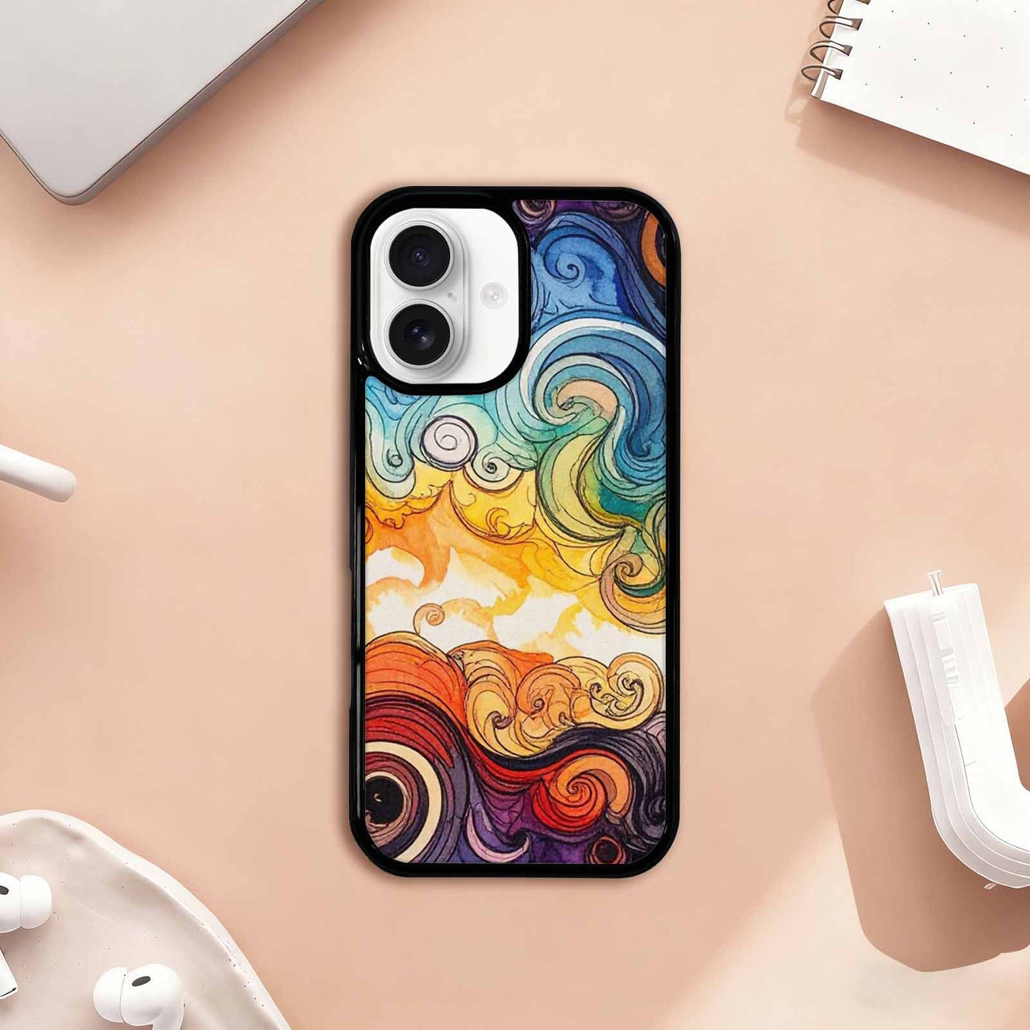 iPhone 17 Case — Tie Dye Swirls (black Tie Dye, Customized Protective Case