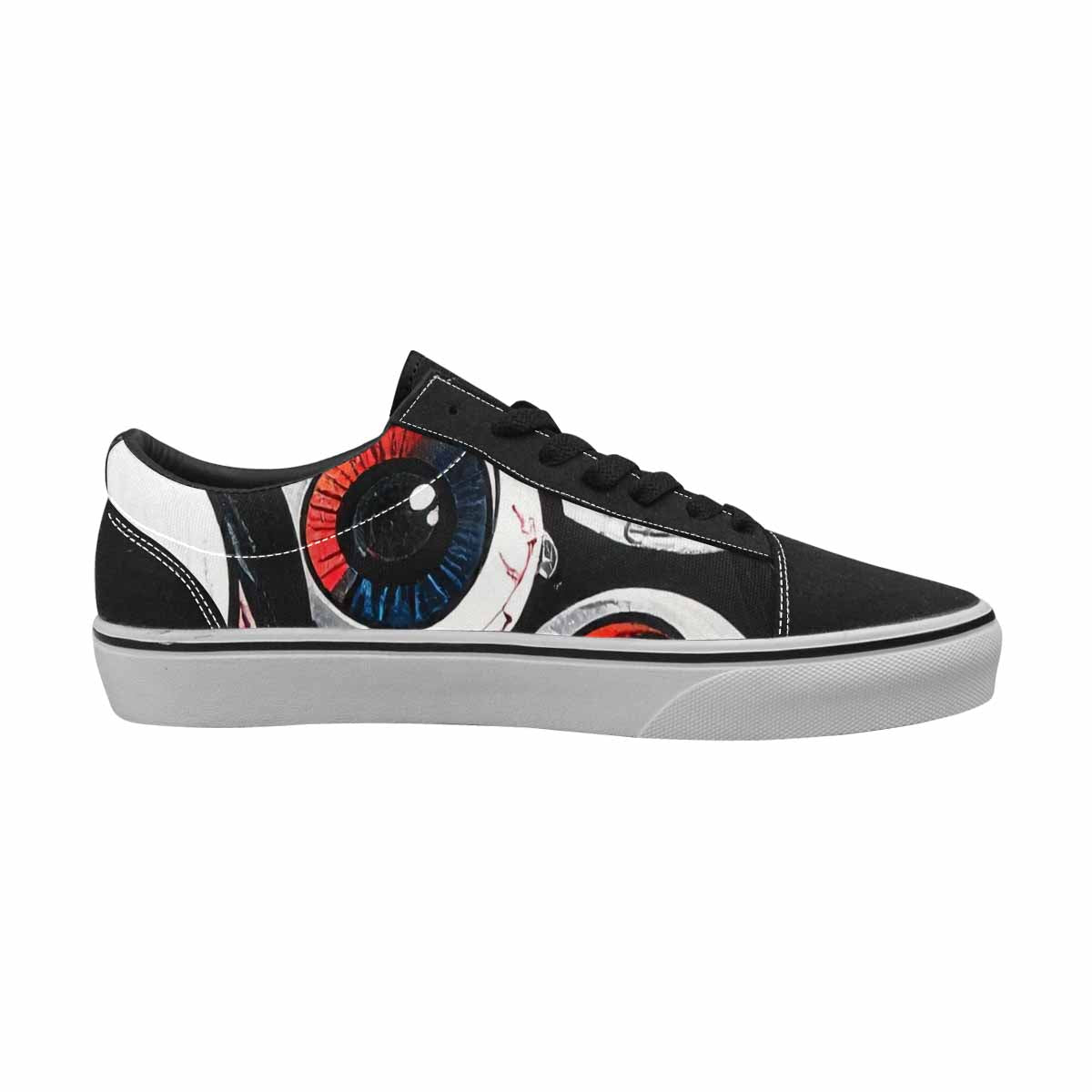 WOMEN'S Googly Cartoon Eyeballs Canvas Lace-Up Vibrant Chaos Custom Sneakers