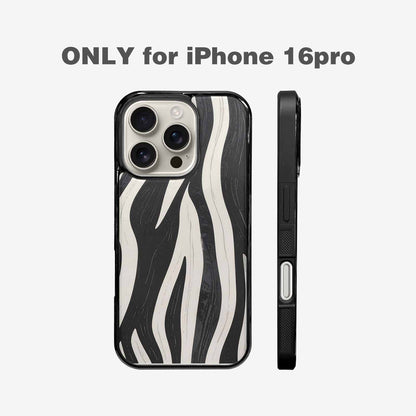 iPhone 16 Pro Case — Modern Zebra Stripe Print Crisp Black, Customized Protective Case