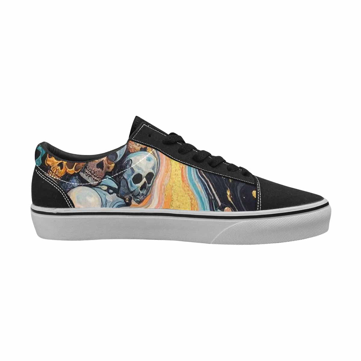 WOMEN'S Skulls  Marble Skulls Lace-Up Canvas Surreal Custom Shoes