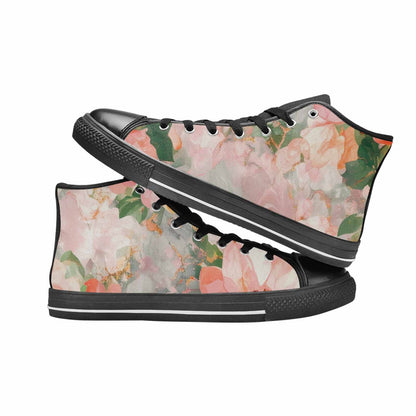 WOMEN'S Marble Floral High Top Canvas Neon Fantasy Custom Shoes