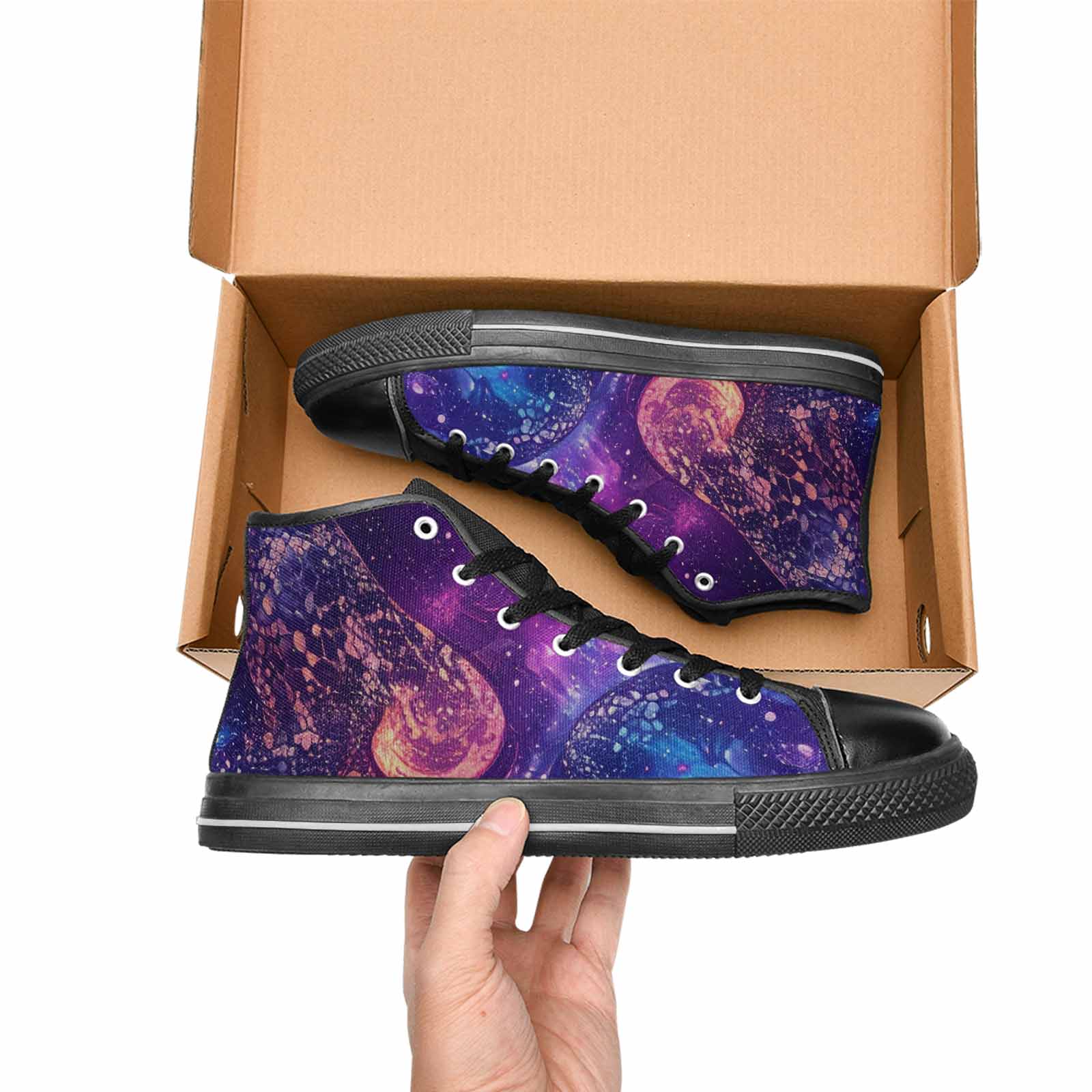MEN'S Galaxy Snake Print High Top Canvas Aesthetic Custom Shoes