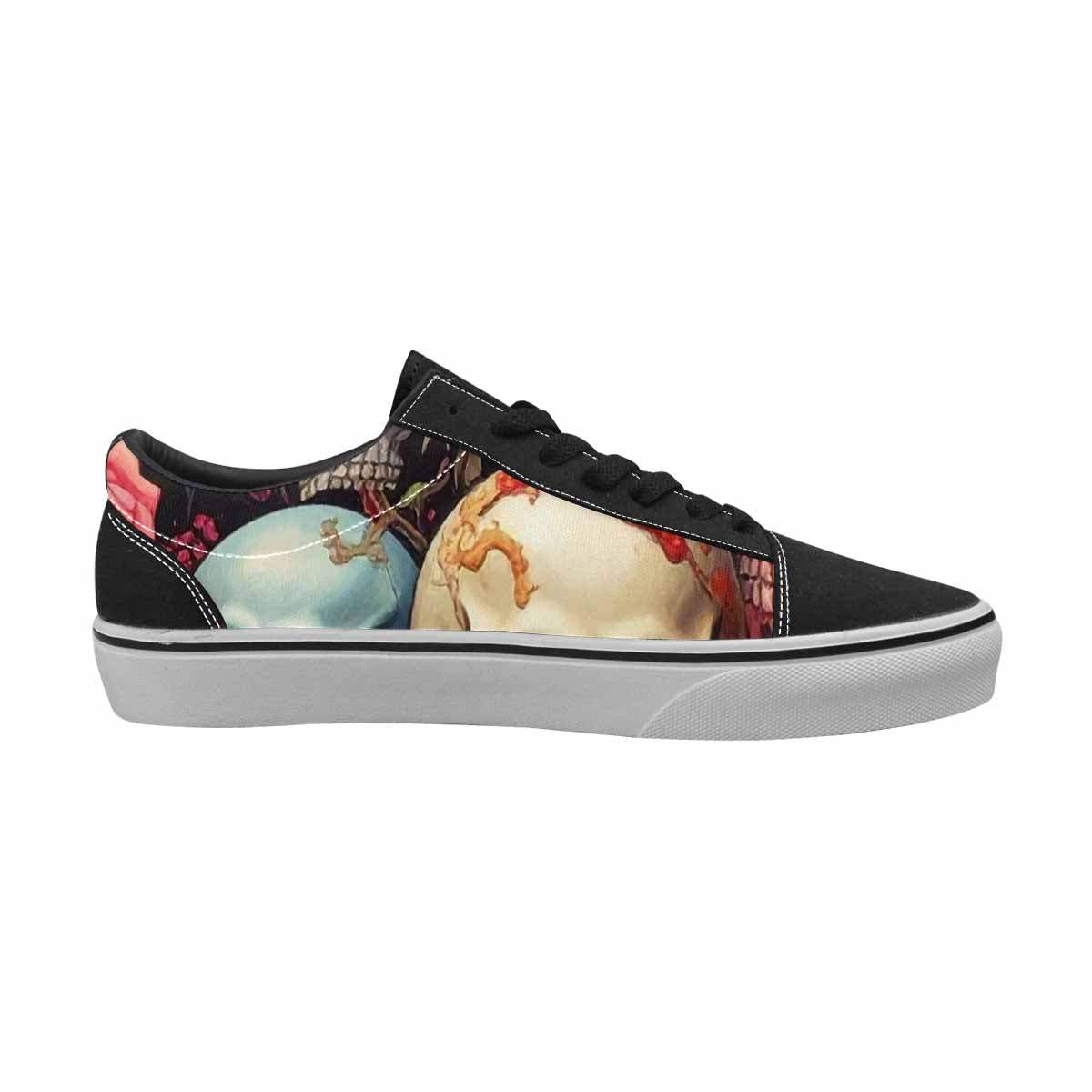 WOMEN'S Skulls Roses Melting Skulls Lace-Up Canvas Wallpaper Art Custom Sneakers