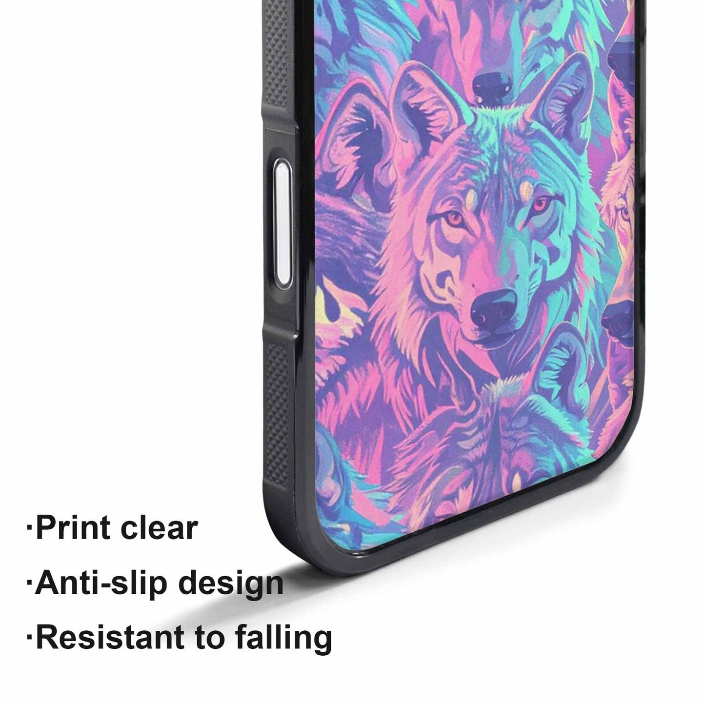 iPhone 17 Pro Case — Neon Zebra Print Wolf Animal Print, Original Design Phone Case