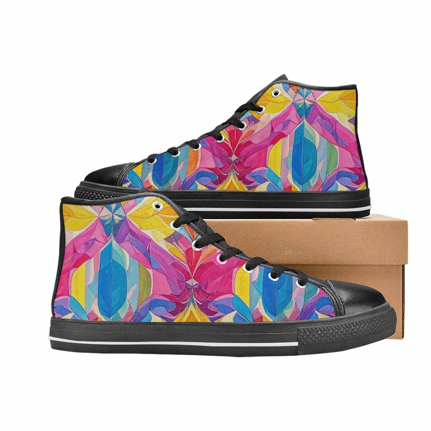 MEN'S Pansexual Flag Color High Top Canvas Aesthetic Custom Sneakers