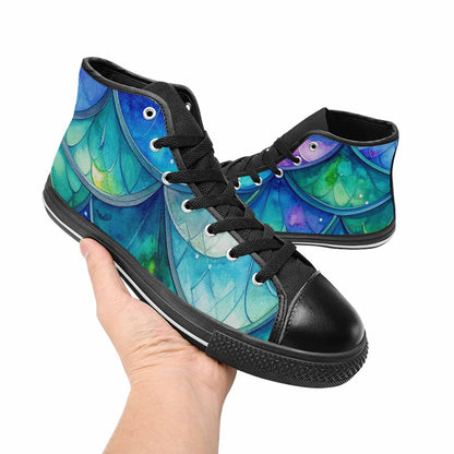 MEN'S Mermaid Scale High Top Canvas Vivid Custom Shoes