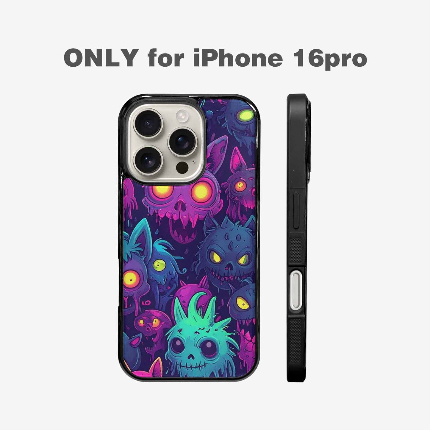 iPhone 16 Pro Case — Mixed Toxic Glow Creature Pattern Hundreds, Custom Made Phone Cover