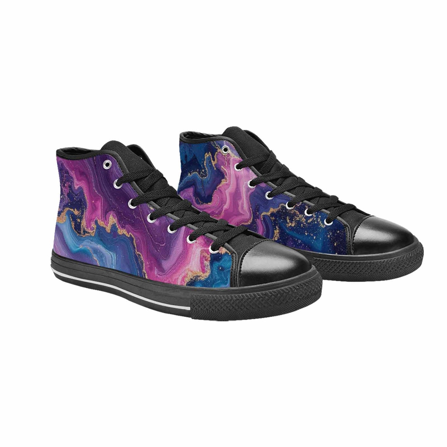 WOMEN'S Marble Galaxy High Top Canvas Grunge Custom Sneakers
