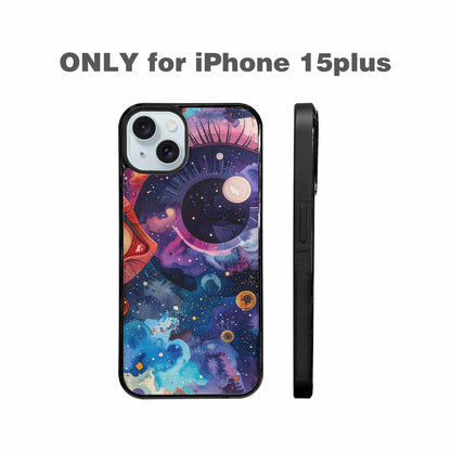 iPhone 15 Plus Case — Cartoon Eyeballs Galaxy, Custom Made Phone Cover