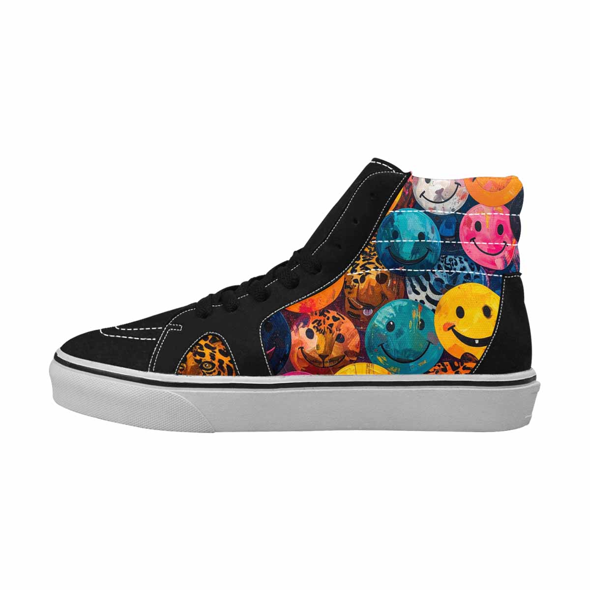 MEN'S Smiley Faces High Top Canvas Dark Academia Custom Sneakers