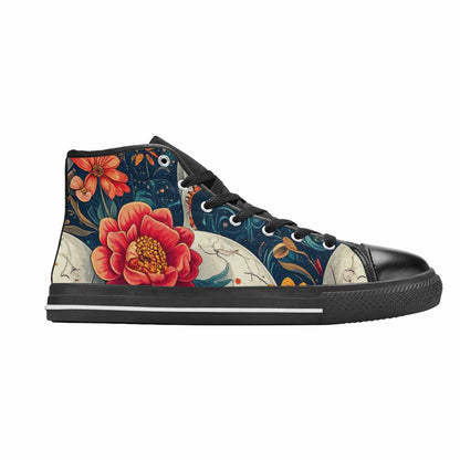 MEN'S Marble Skull High Top Canvas Vivid Custom Shoes