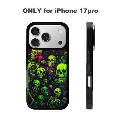 iPhone 17 Pro Case — Skeletons Neon Green Glow Skeletons Original, Custom Art Phone Cover