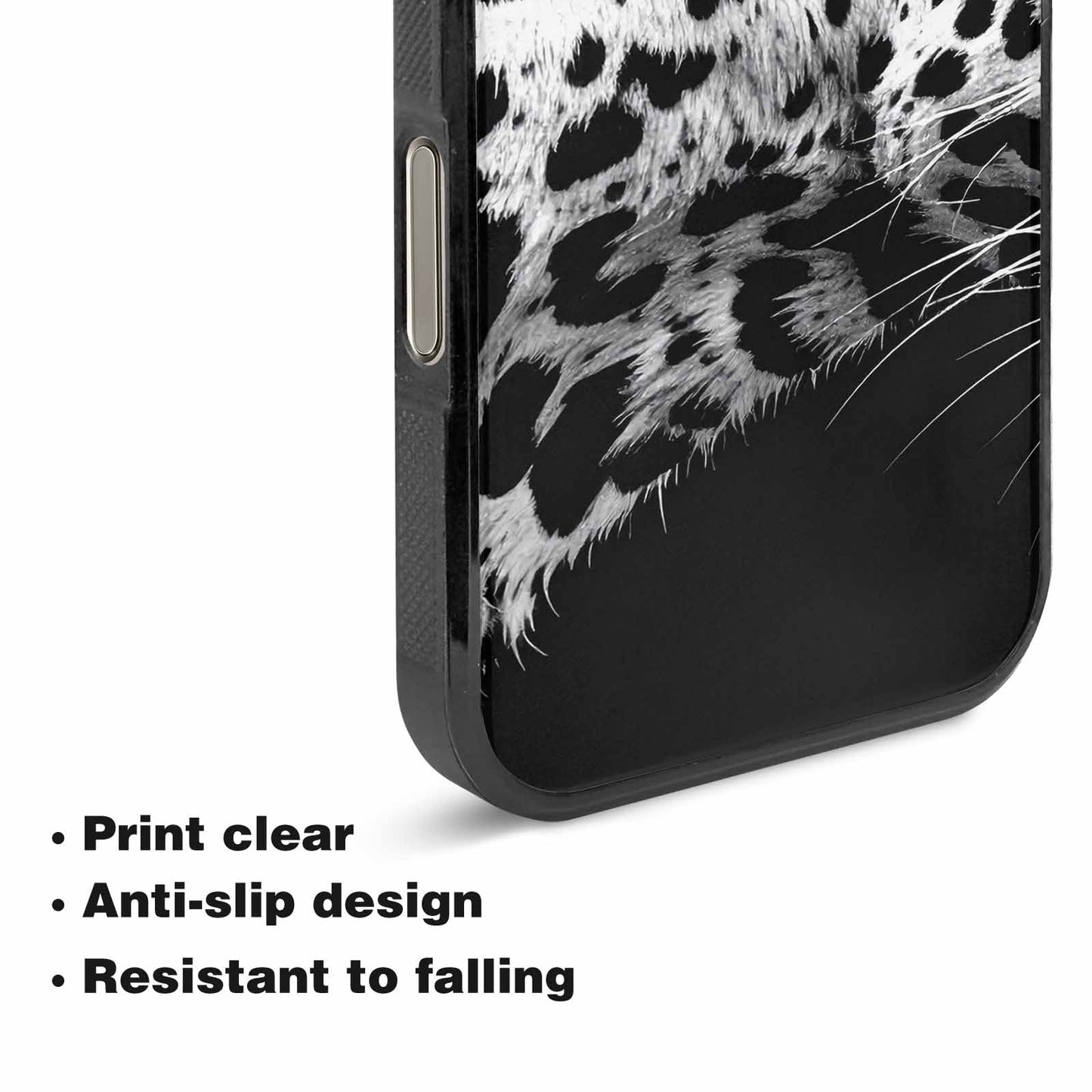 iPhone 16 Pro Case — Leopard Print Black And White Style, Original Design Phone Case