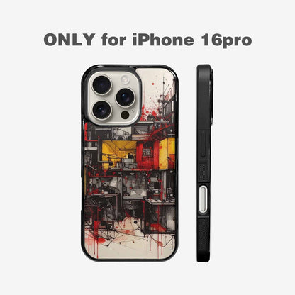 iPhone 16 Pro Case — Liminal Space Fragment Black Red Ink, Custom Print Case Cover