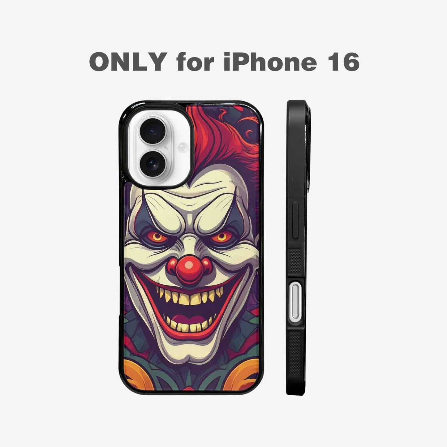 iPhone 16 Case — Evil Circus Heads Faces Overlapping Patterns, Custom Made Phone Cover